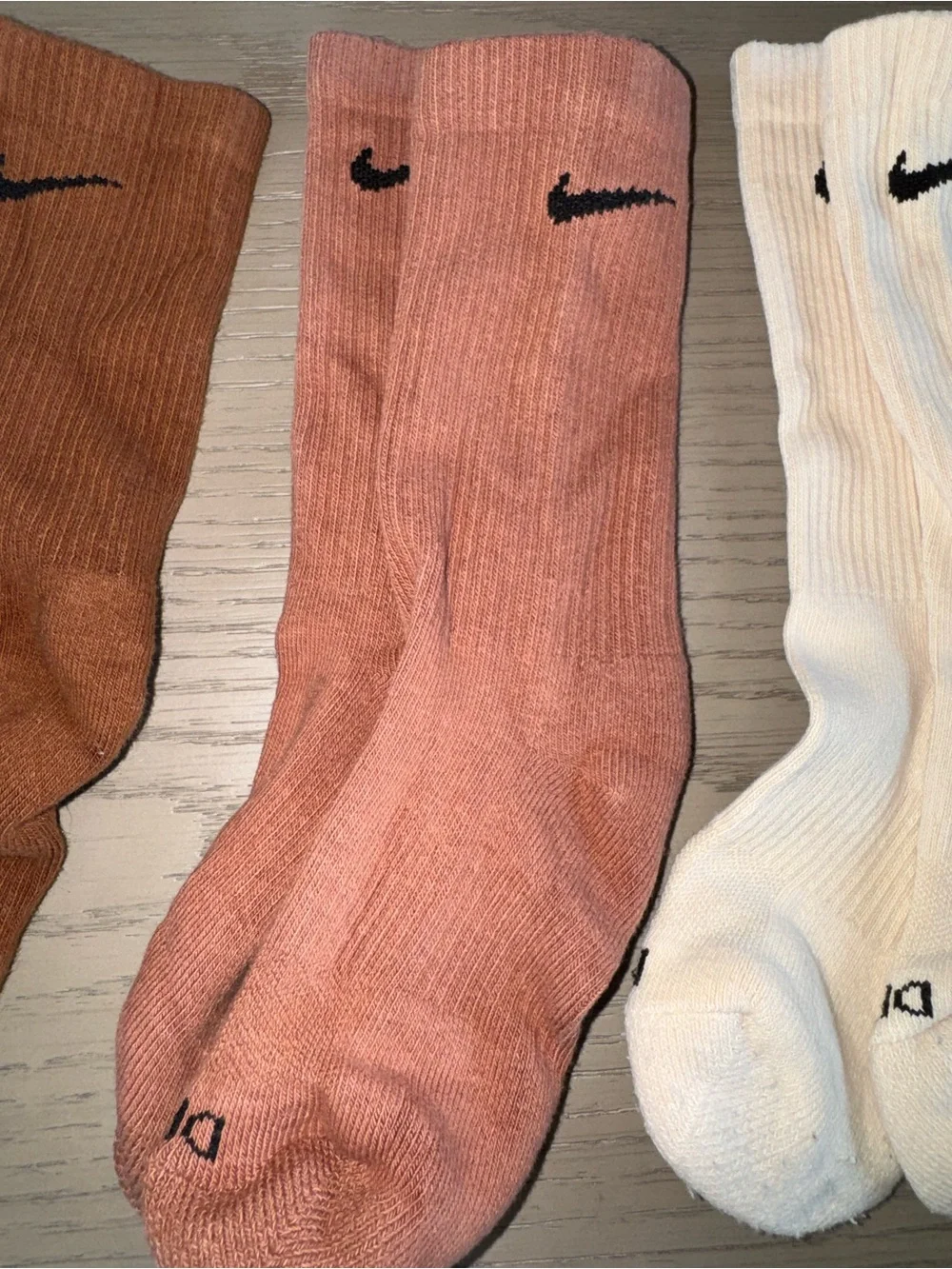 Nike Kids dri-fit Crew Socks in Pink, Peach, Cream & Rust Tones